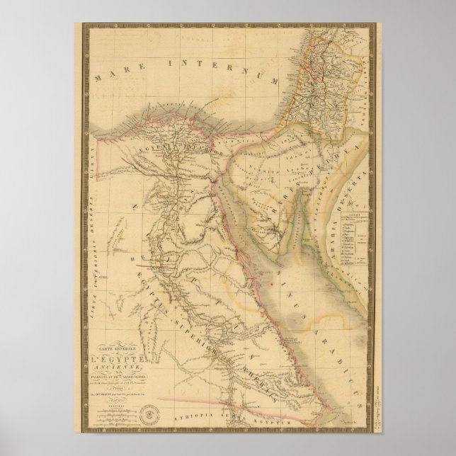 Póster Mapa do Egito, da Palestina e da Arábia (Frente)