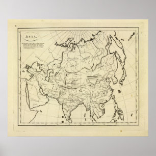 Póster Mapa do esboço de Ásia