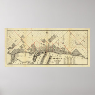 Poster Mapa do esboço de Duluth e de subúrbios