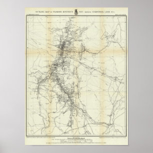 Poster Mapa do esboço do distrito de Washoe