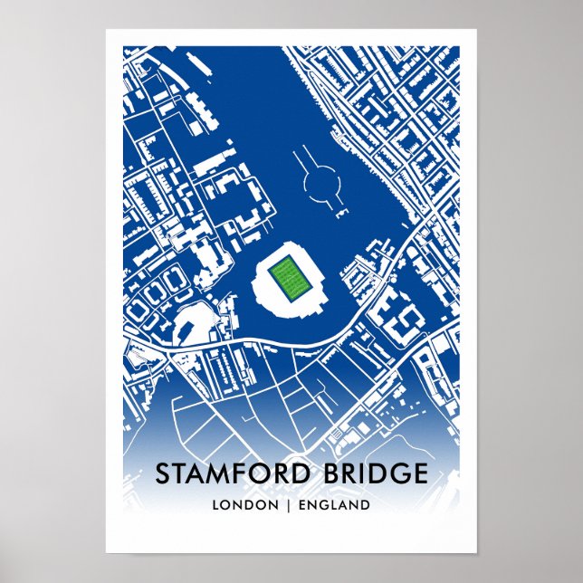Poster Mapa do Estádio da Ponte Stamford - Lar de Chelsea (Frente)