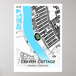 Poster Mapa do estádio de algodão Craven - Lar do Fulham 