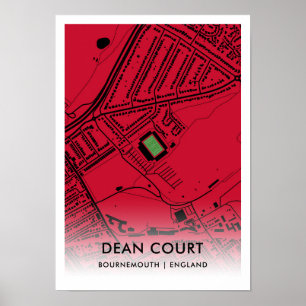 Poster Mapa do Estádio Dean Court - Lar do AFC Bournemout