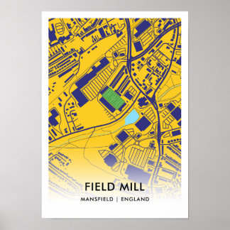 Poster Mapa do Estádio do Campo - Lar da Cidade de Mansfi