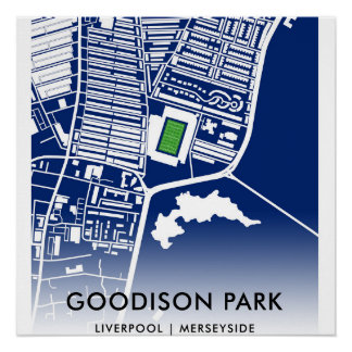 Póster Mapa do Estádio do Parque Goodison - Lar do Everto