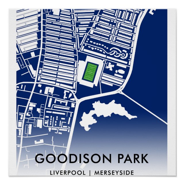 Póster Mapa do Estádio Goodison Park – Casa do Everton FC (Frente)