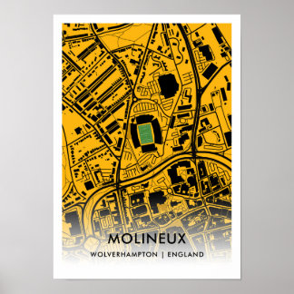 Poster Mapa do Estádio Molineux - Wolverhampton Wanderers