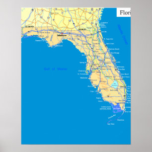 Poster Mapa do estado da Flórida