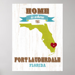 Póster Mapa do Estado da Flórida - Arte do Forte do Amor