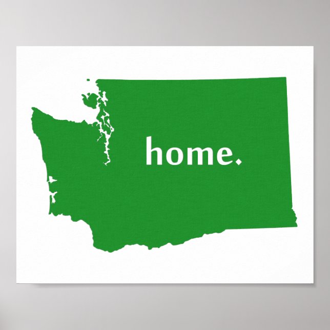 Póster Mapa do estado da silhueta em Washington (Frente)