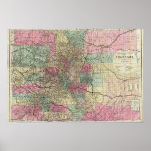 Poster Mapa do estado de Colorado