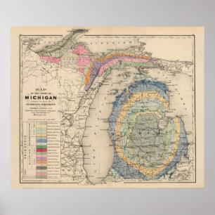 Póster Mapa do Estado de Michigan
