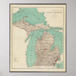 Poster Mapa do Estado de Michigan