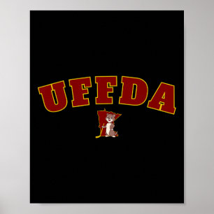 Poster Mapa do Estado de Minnesota Uff-da Hockey Gráfico 