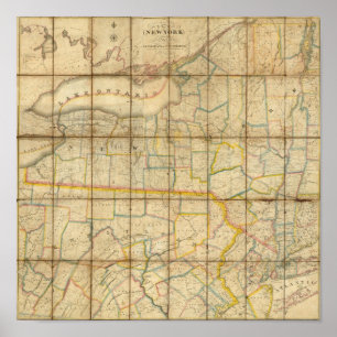 Poster Mapa do estado de New York