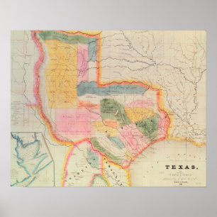 Poster Mapa do Estado do Texas 1835
