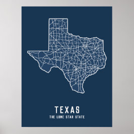 Poster Mapa do Estado do Texas - Estados Unidos - mapa do