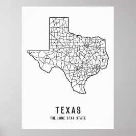 Poster Mapa do Estado do Texas - Estados Unidos - mapa do