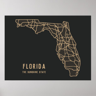 Poster Mapa do Estado dos EUA na Flórida - Mapa do Estado
