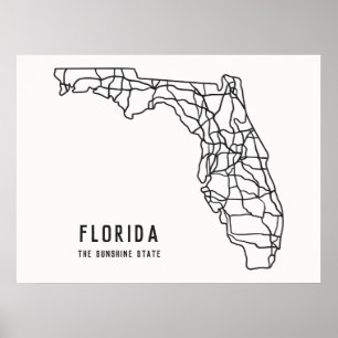 Poster Mapa do Estado dos EUA na Flórida - Mapa do Estado