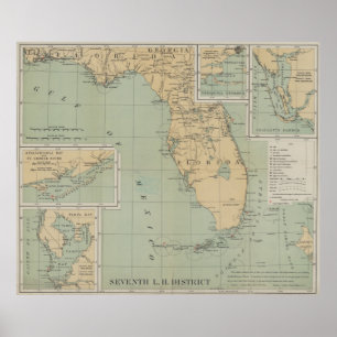 Poster Mapa do Farol da Flórida (1898)