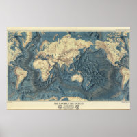 Mapa do fundo do oceano Vintage