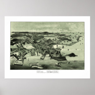 Póster Mapa do furo das madeiras, Massachusetts desde