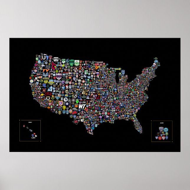 Poster Mapa Do Futebol Dos Estados Unidos (Frente)