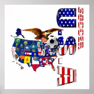 Póster Mapa do futebol dos EUA