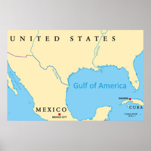 Poster Mapa do Golfo da América