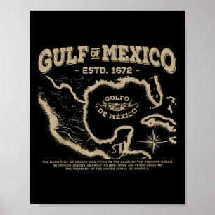 Poster Mapa Do Golfo Do México Em 1672