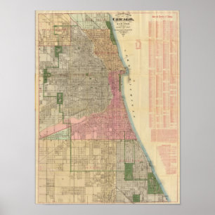 Póster Mapa do guia de Blanchard de Chicago