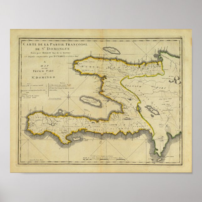 Poster Mapa do Haiti de 1814 por Mathew Carey (Frente)