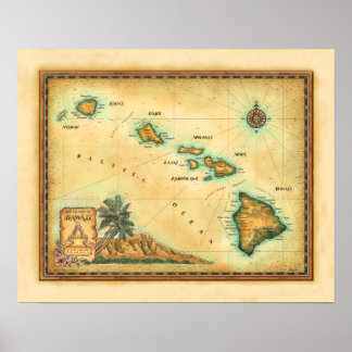 Poster "Mapa do Havaí"