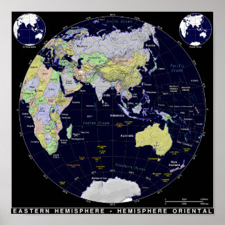Poster Mapa do Hemisfério Leste