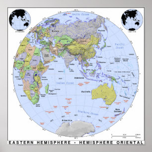 Poster Mapa do Hemisfério Leste