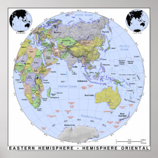 Poster Mapa do Hemisfério Leste