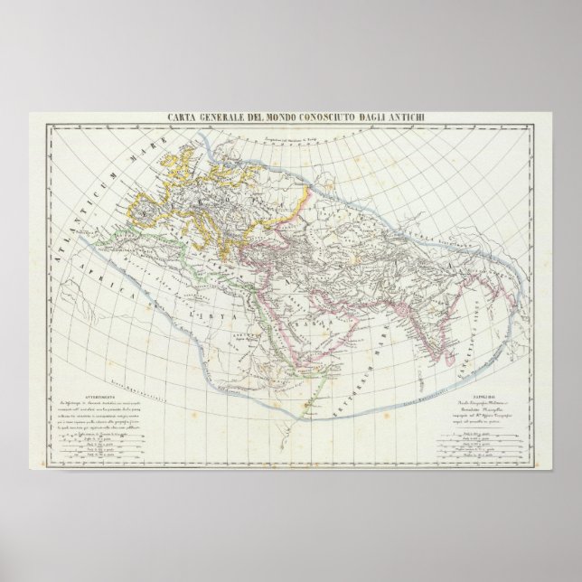 Póster Mapa do Hemisfério Leste do Mundo Literado (Frente)