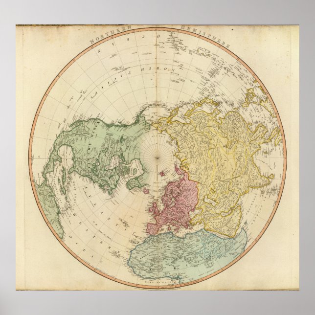 Poster mapa do hemisfério Norte (Frente)