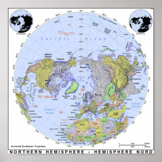 Poster Mapa do Hemisfério norte