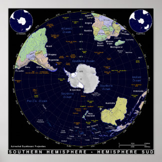 Poster Mapa do Hemisfério Sul
