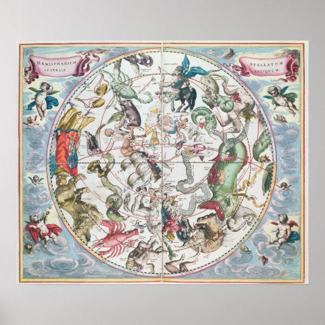 Póster Mapa do Hemisfério Sul (Frente)