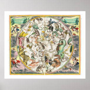 Poster Mapa do Hemisfério Sul, de "A Celestia"