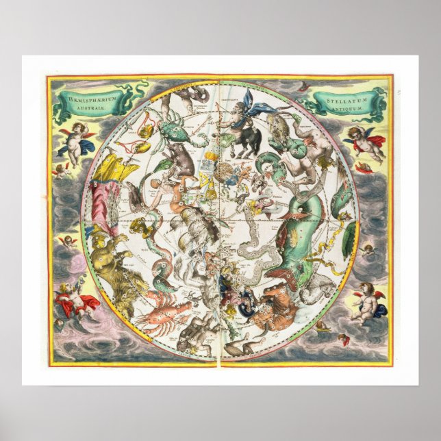 Poster Mapa do Hemisfério Sul, de "A Celestia" (Frente)