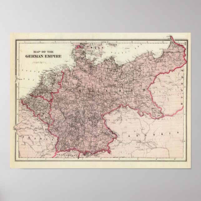 Poster Mapa do Império Alemão (Frente)