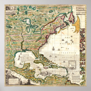 Poster Mapa do Império Britânico em América 1773
