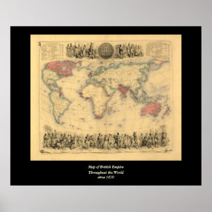 Póster Mapa do Império Britânico em todo o mundo, em 18