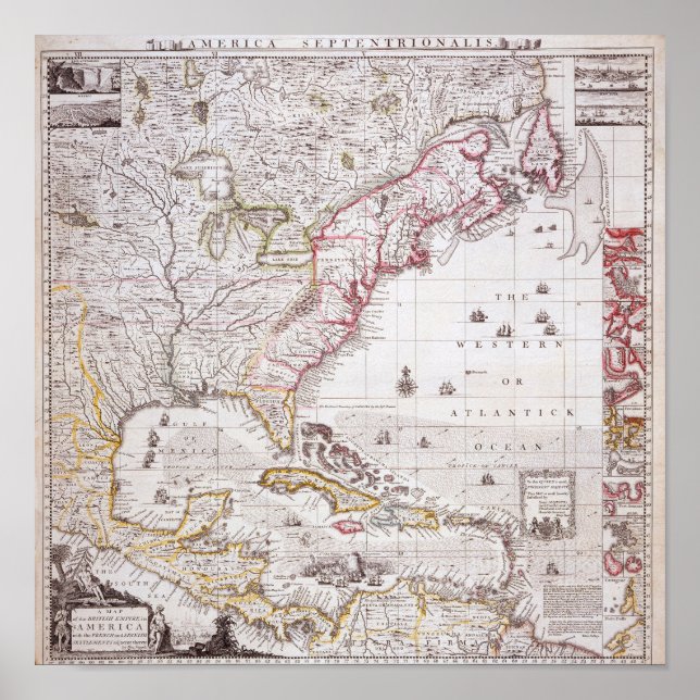 Poster Mapa do Império Britânico na América (Frente)