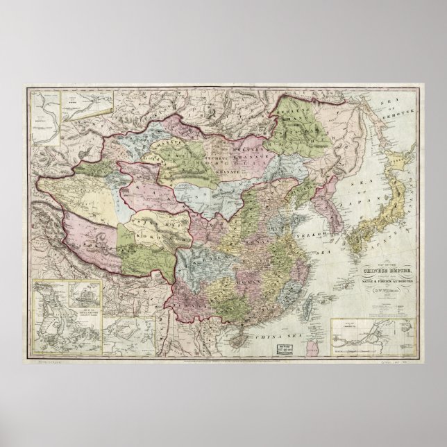 Poster Mapa do Império Chinês (1847) (Frente)
