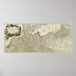 Póster Mapa do império da seção do norte de Alemanha